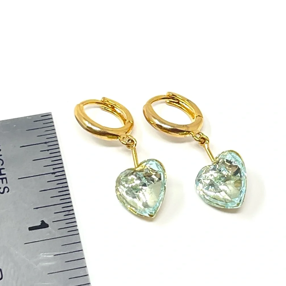 New Anthropologie Heart Huggie Hoop Earrings - Picture 4 of 4
